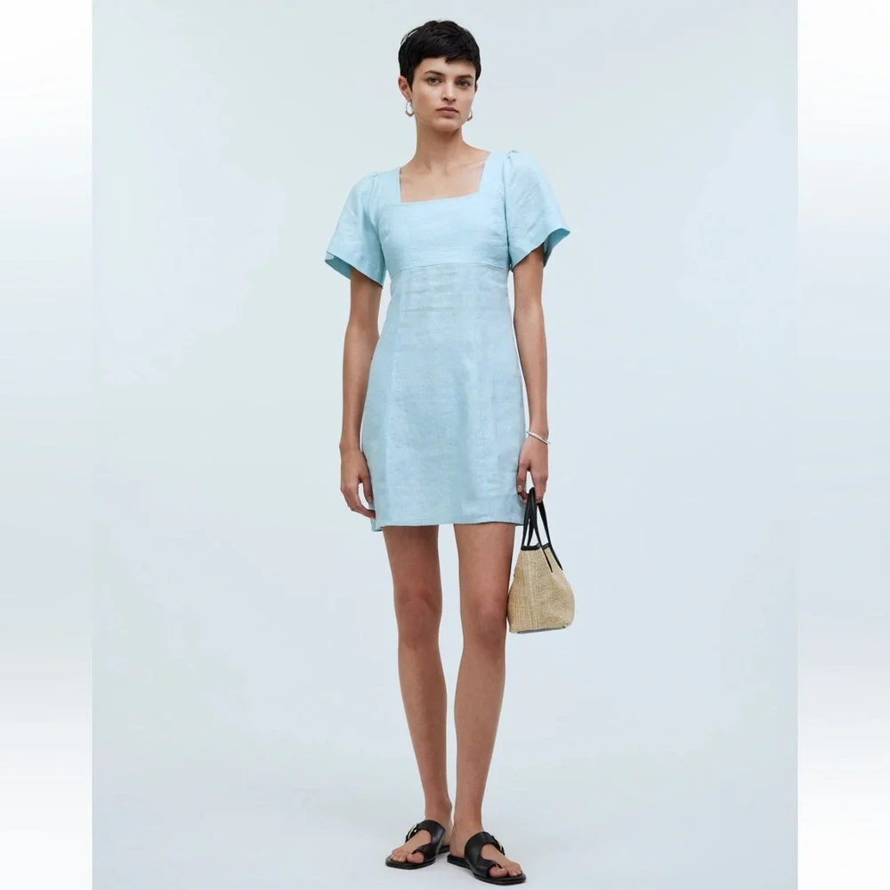 Madewell Square-Neck Mini Dress in 100% Linen